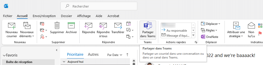 Partager dans Teams