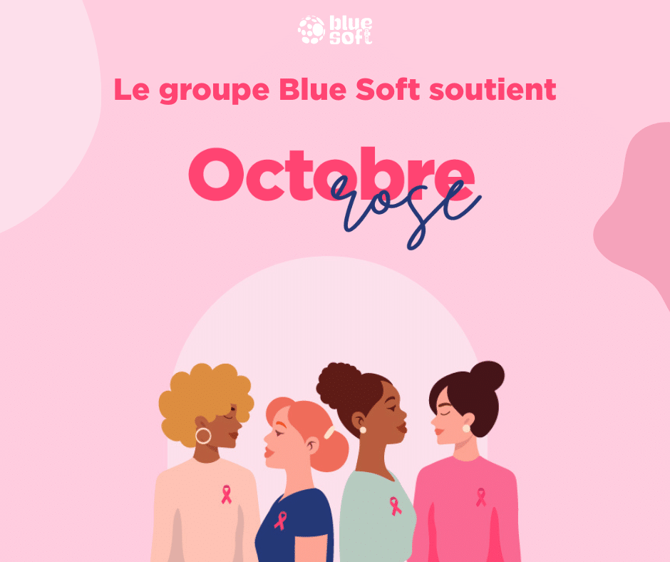 Illustration pour dire que le groupe Blue Soft soutient Octobre Rose.