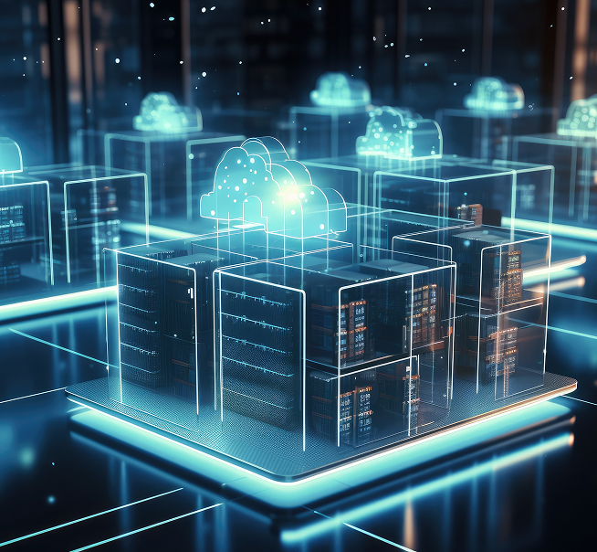 Une photo virtuelle de serveurs informatiques