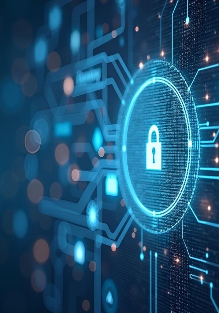 Un écran futuriste affichant un cadenas